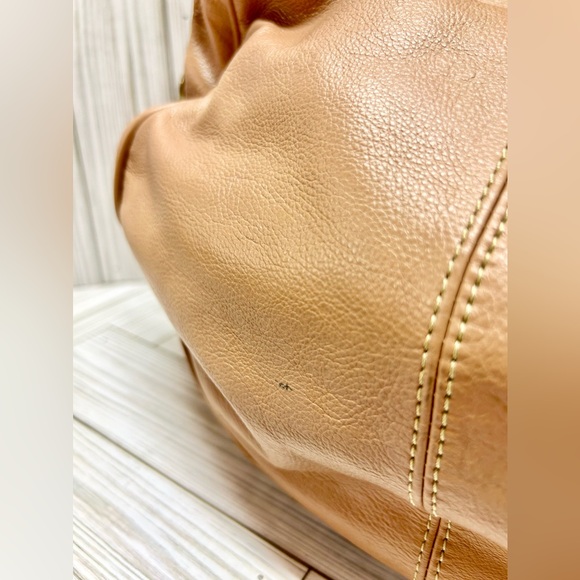 Toscani Italian Leather Handbag Purse Double Handle Pink Tan 14.5" x 17" - Picture 2 of 11